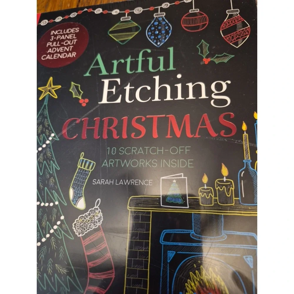 ARTFUL ETCHING CHRISTMAS BOOK 10 SCRATCH OFF ARTWORKS  Sarah Lawrence NEW  Wrap